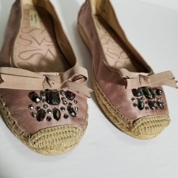 Simply Vera Wang Pink Beaded Embellished Slip On Espadrille Flats - Picture 5 of 9